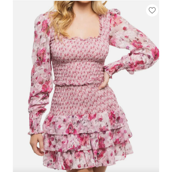 LoveShackFancy Scout Dress Fancy Pink Smocked Tiered Skirt Sheer Coquette - Picture 2 of 9